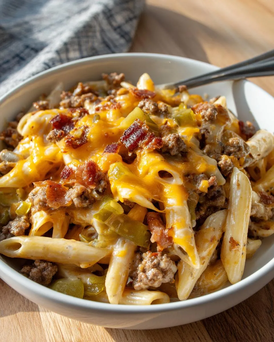 Loaded Cheeseburger Alfredo Pasta - detail 2