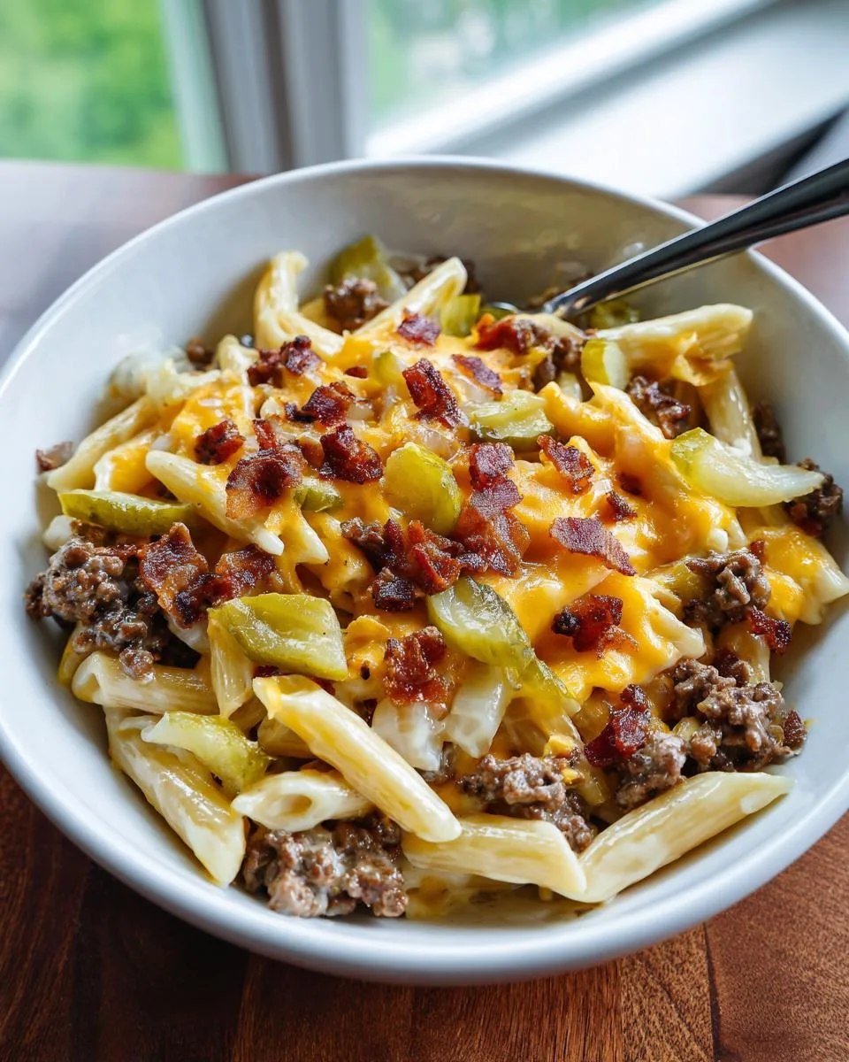 Loaded Cheeseburger Alfredo Pasta - detail 3