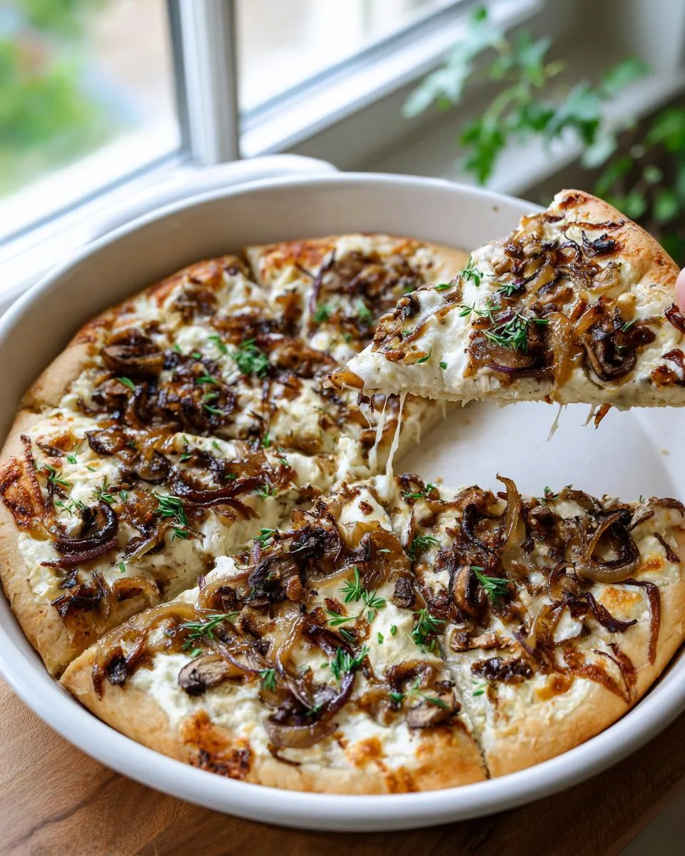 Mushroom Onion White Pizza - detail 2