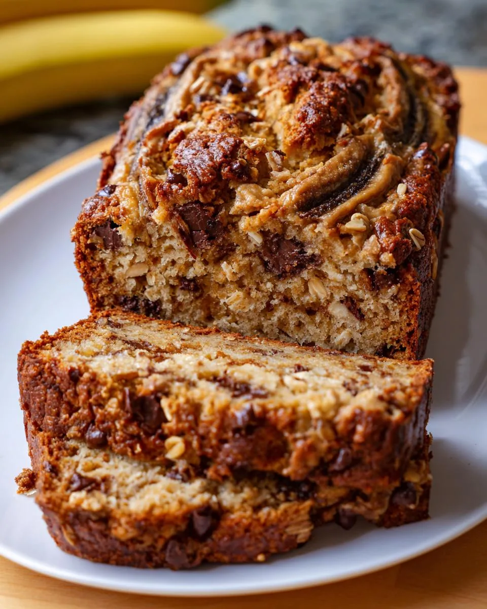 No-Flour Peanut Butter Banana Oat Bread - detail 1