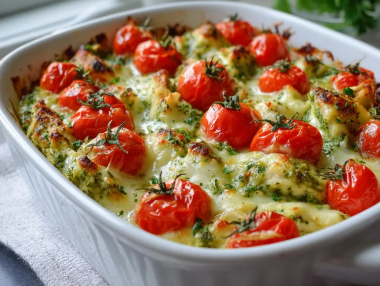 Pesto Chicken Tomato Protein Bake