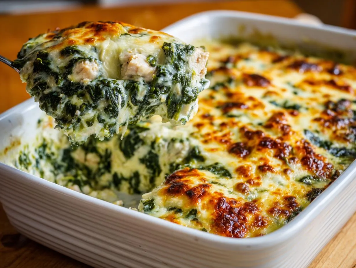Spinach Chicken Mozzarella Casserole: 3-Cheese Family Favorite