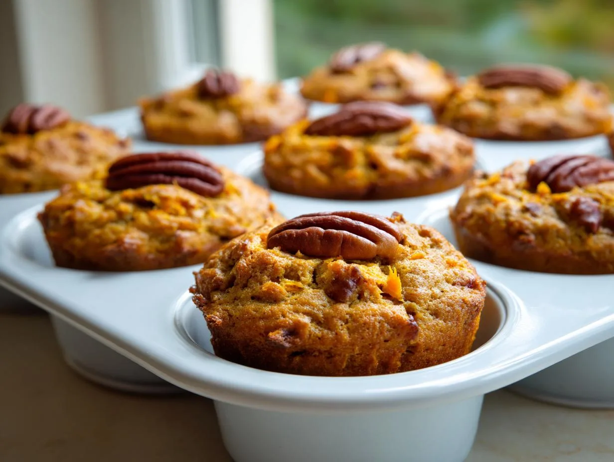 5 Ingredients Sweet Potato Pecan Flourless Muffins