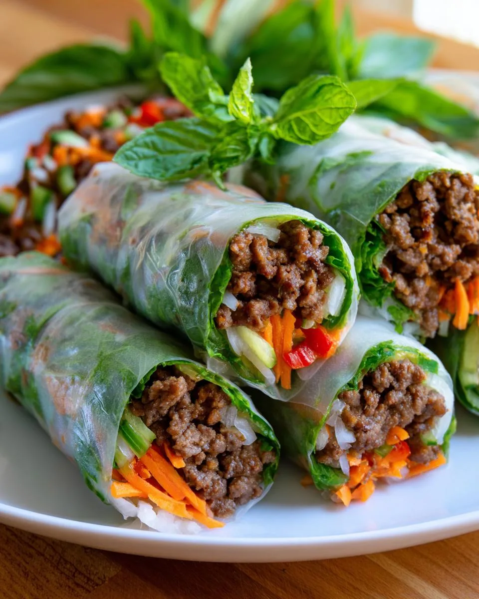 Thai Fresh Basil Beef Rolls - detail 1