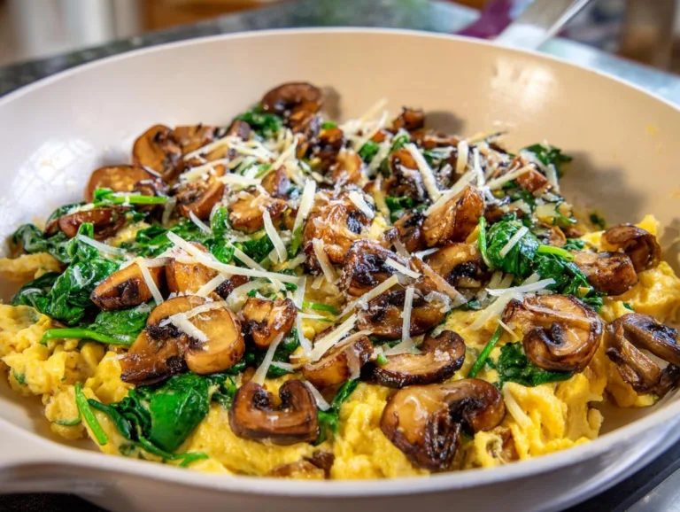 mushroom spinach scrambled eggs