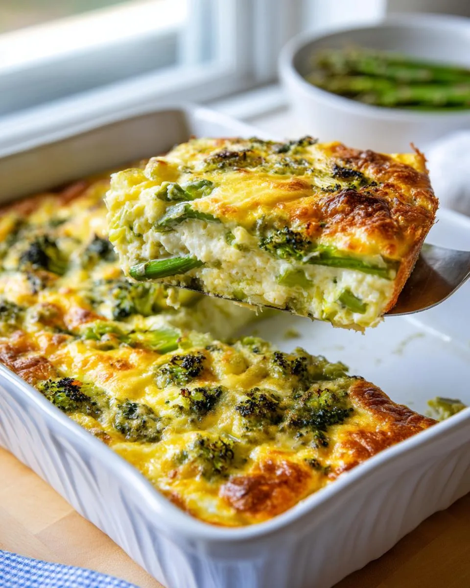 Broccoli and Asparagus Cottage Cheese Bake - detail 1
