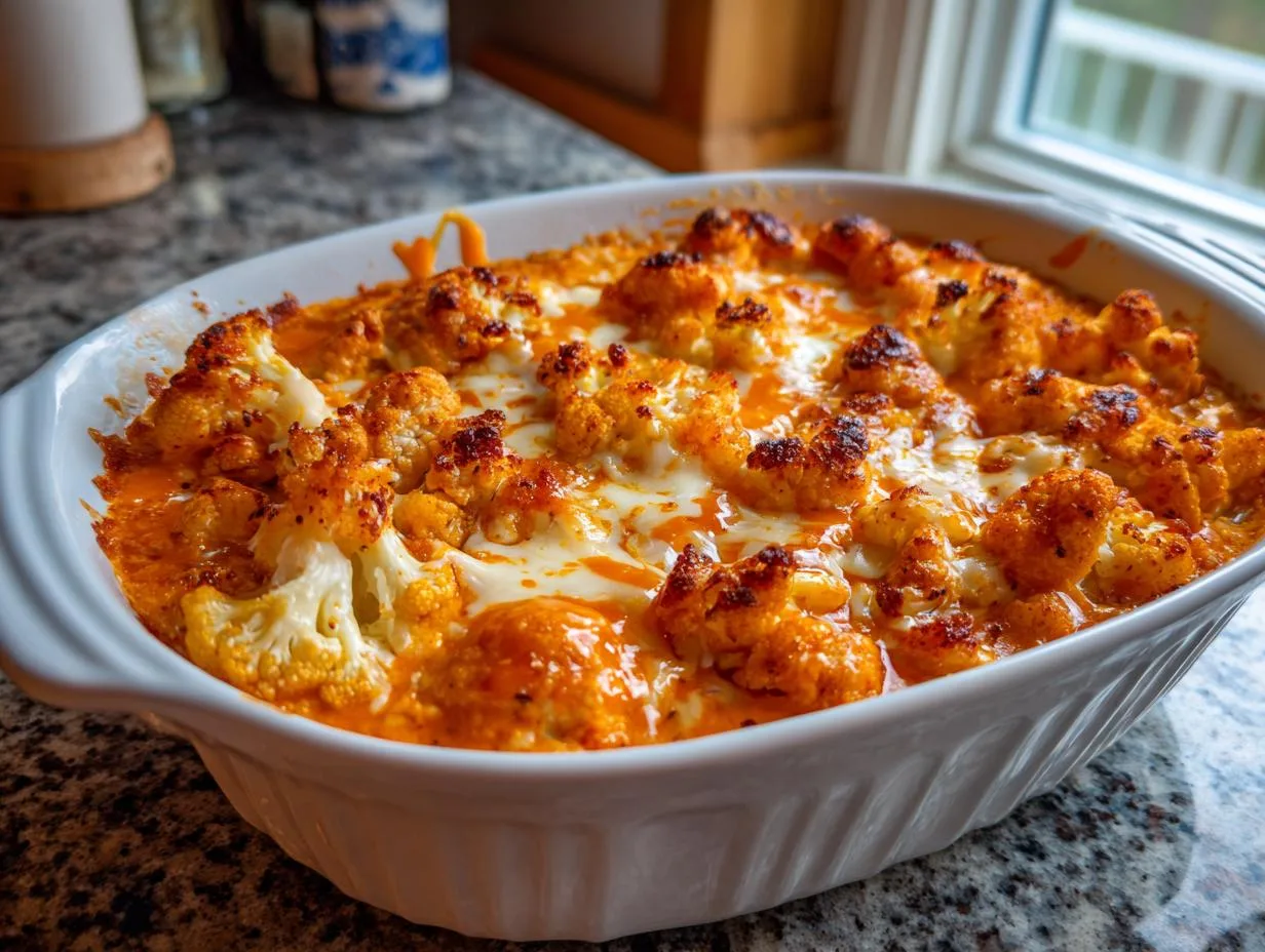 Cottage Cheese Buffalo Chicken Bake: 40g Protein Creamy Spicy Bliss