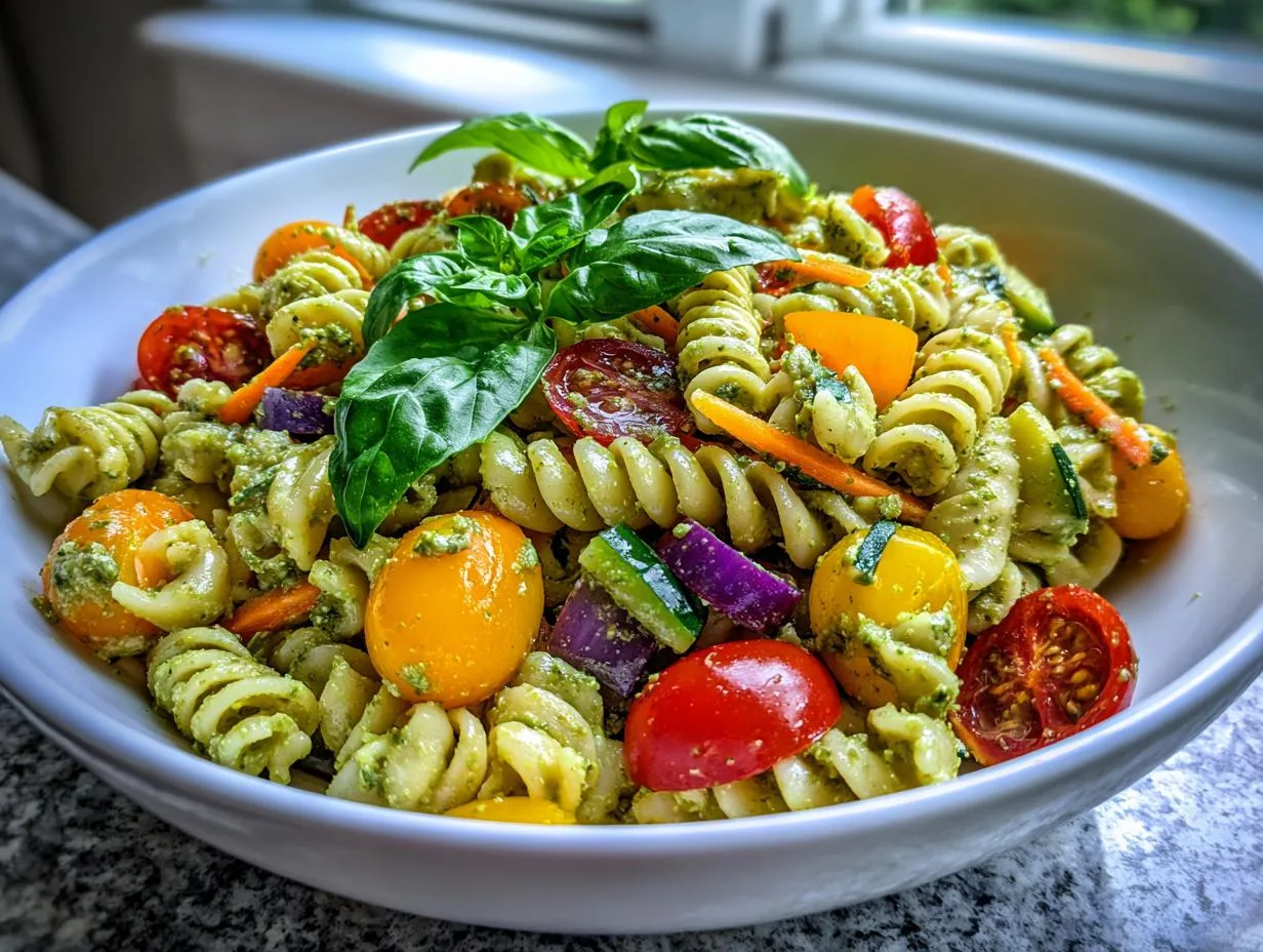 Cottage Cheese Pesto Pasta Salad With 22g Protein