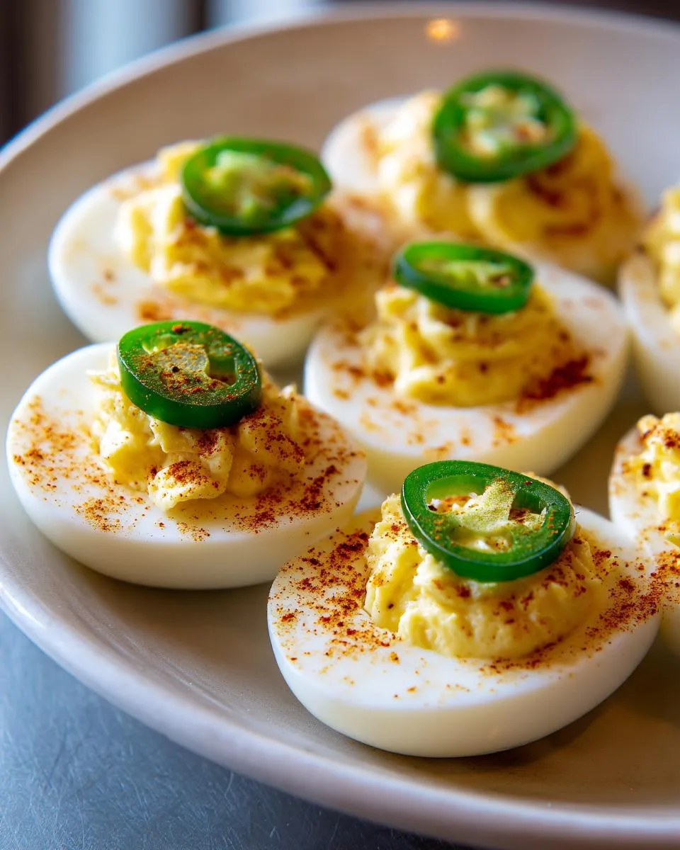 Deviled Eggs With Jalapeno Slices - detail 1
