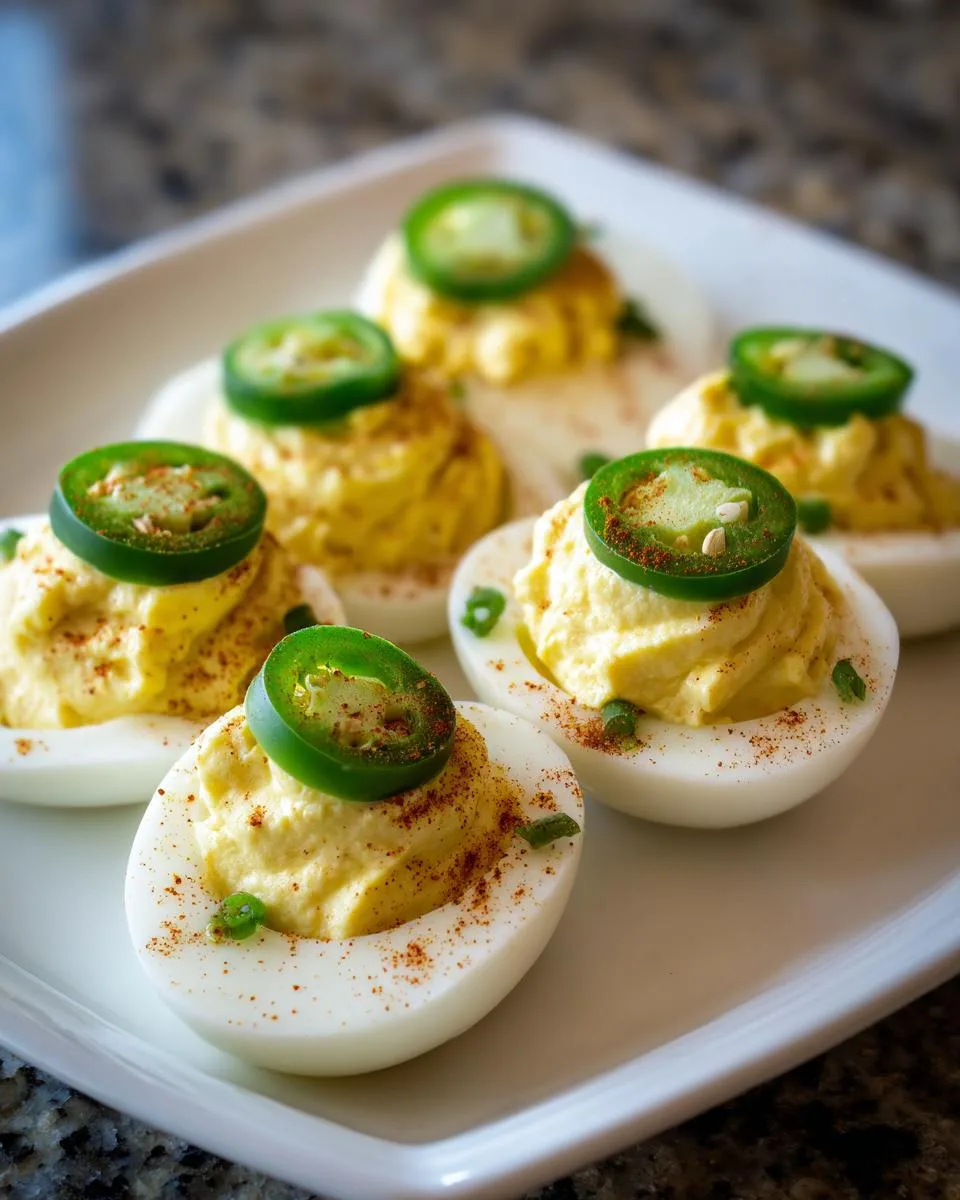 Deviled Eggs With Jalapeno Slices - detail 2