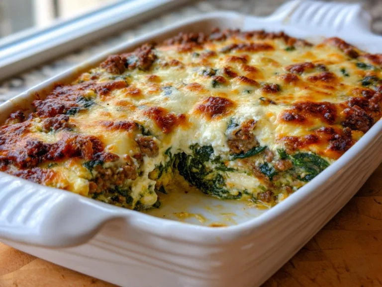Ground Turkey Wilted Spinach Bake