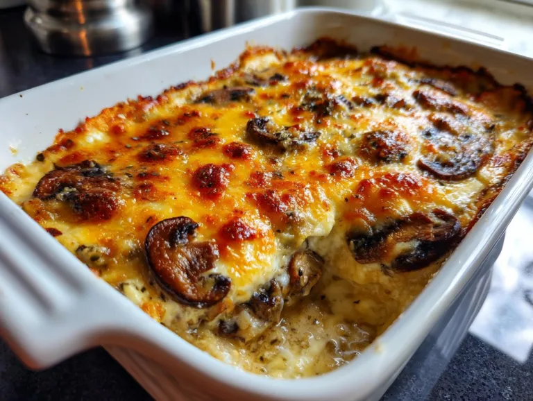 Mushroom Garlic Cottage Cheese Gratin