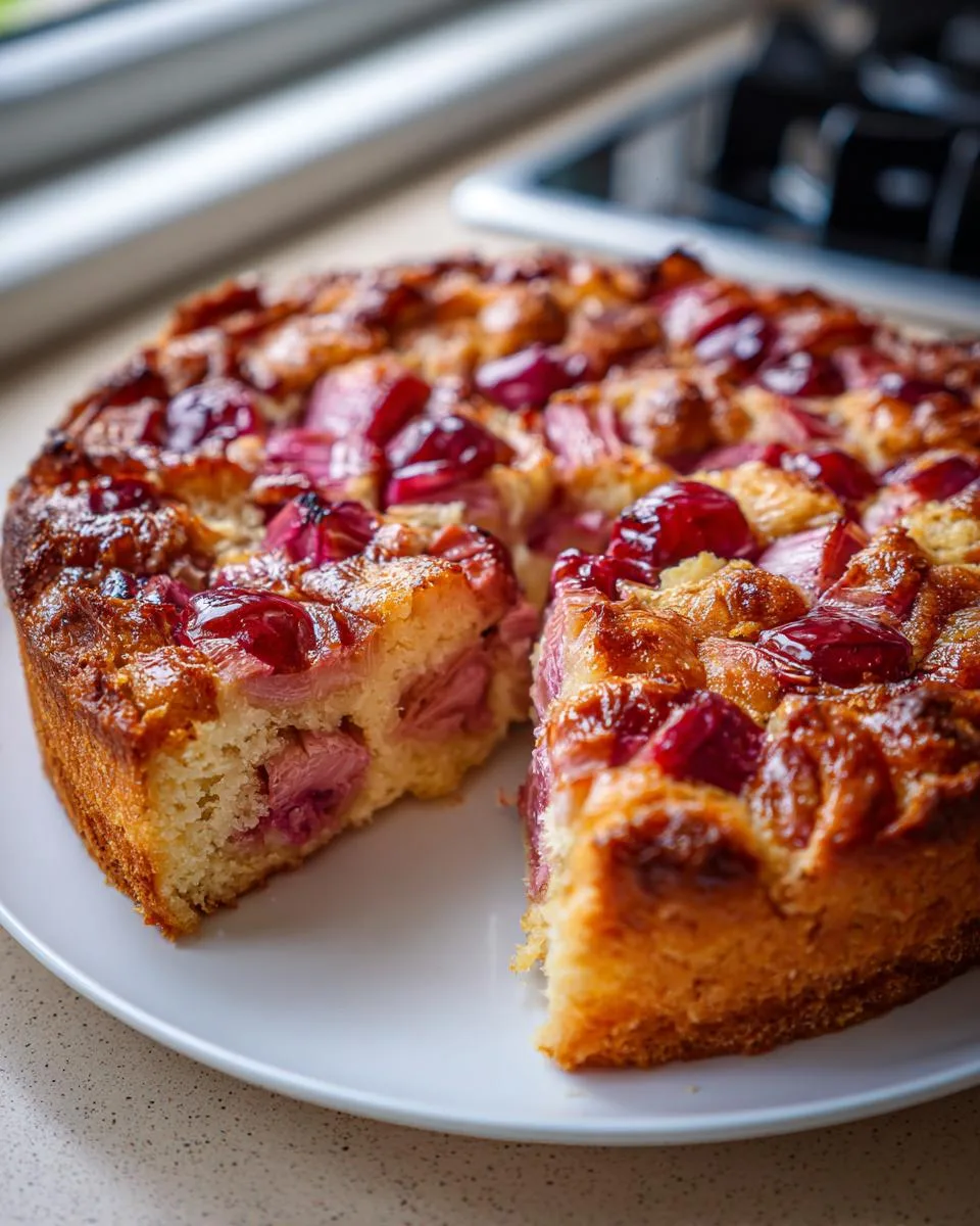 Rhubarb Cottage Cheese Cake - detail 1