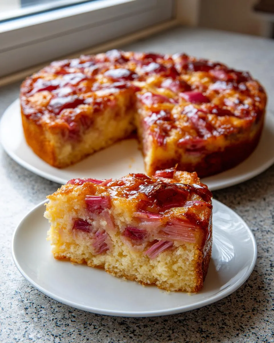 Rhubarb Cottage Cheese Cake - detail 2