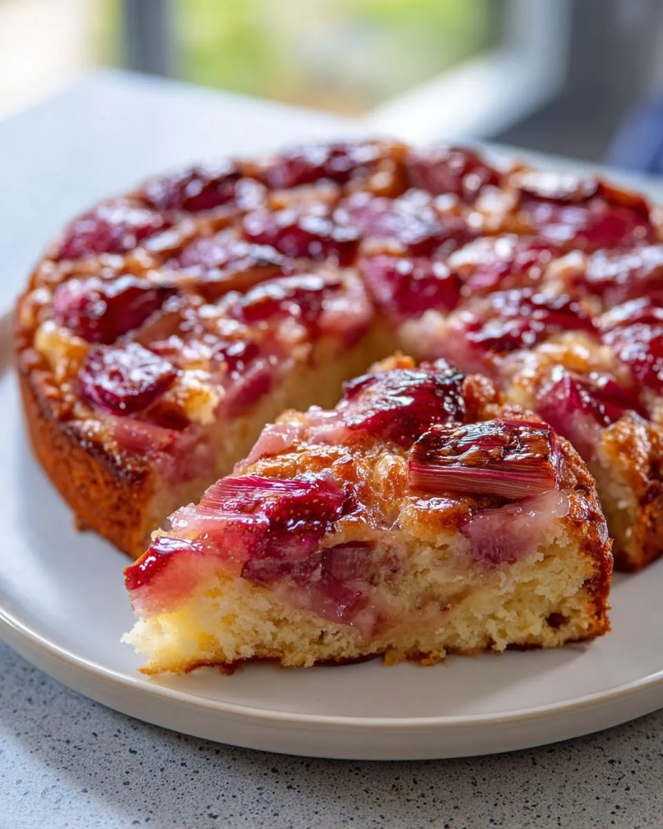 Rhubarb Cottage Cheese Cake - detail 3