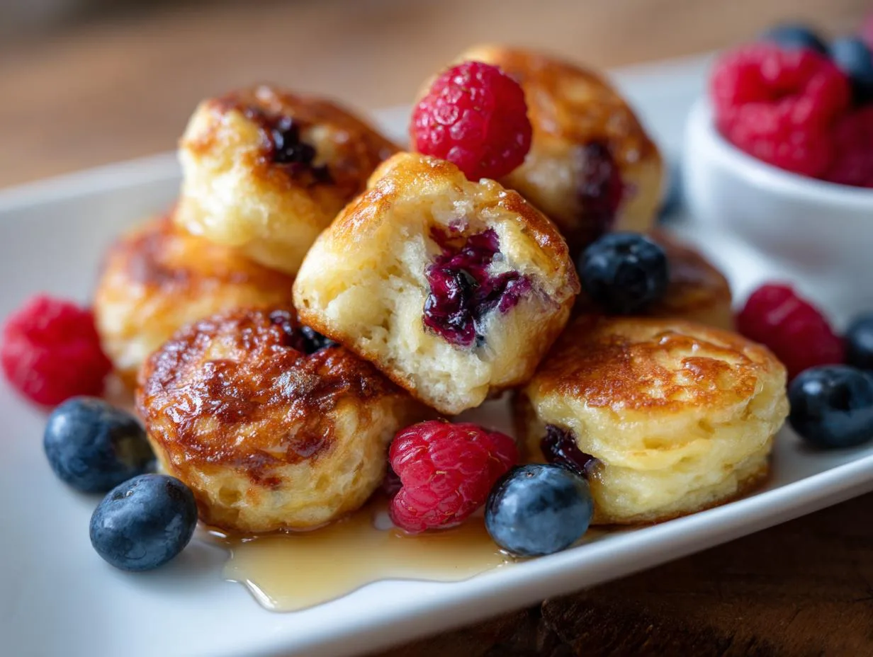15-Minute Triple Berry Cottage Cheese Pancake Bites