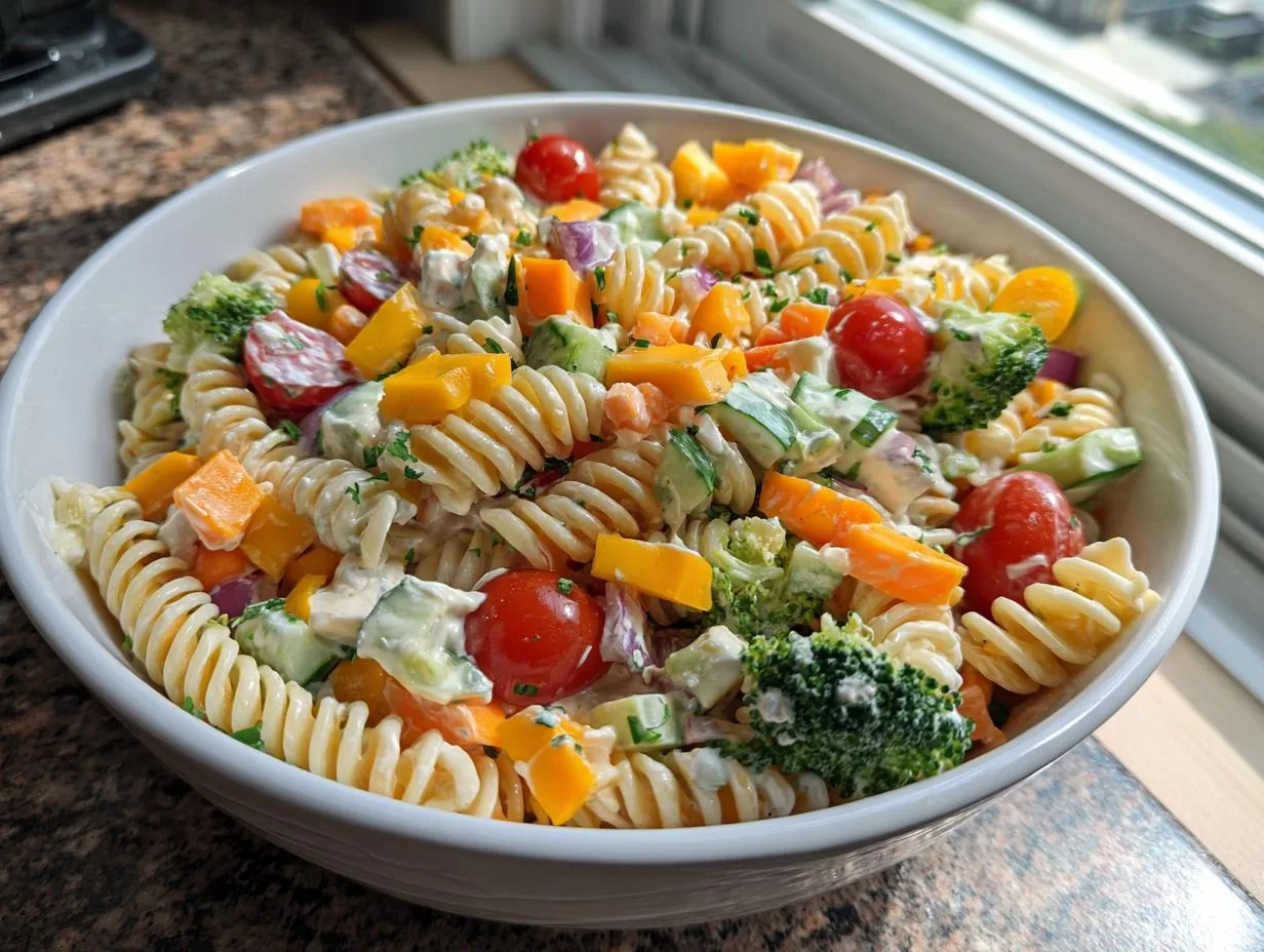 Veggie Cottage Cheese Pasta Salad Ready in 20 Minutes