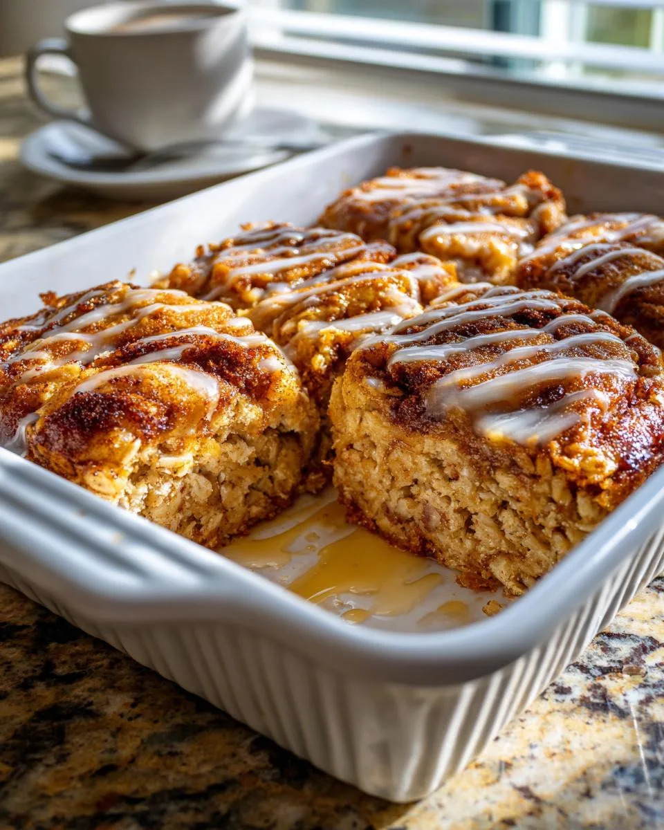 cinnamon roll baked oatmeal square - detail 3