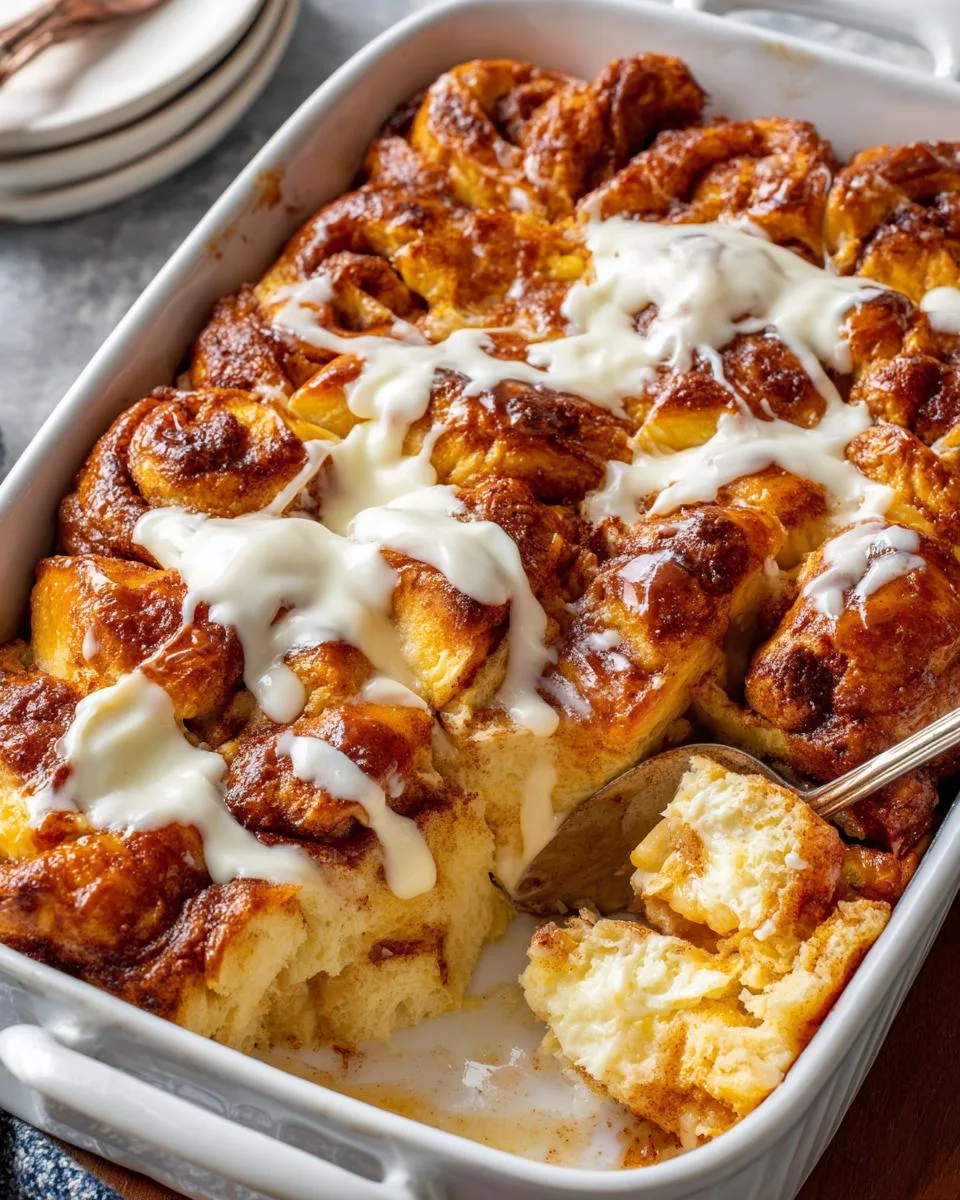 cinnamon roll breakfast casserole - detail 1