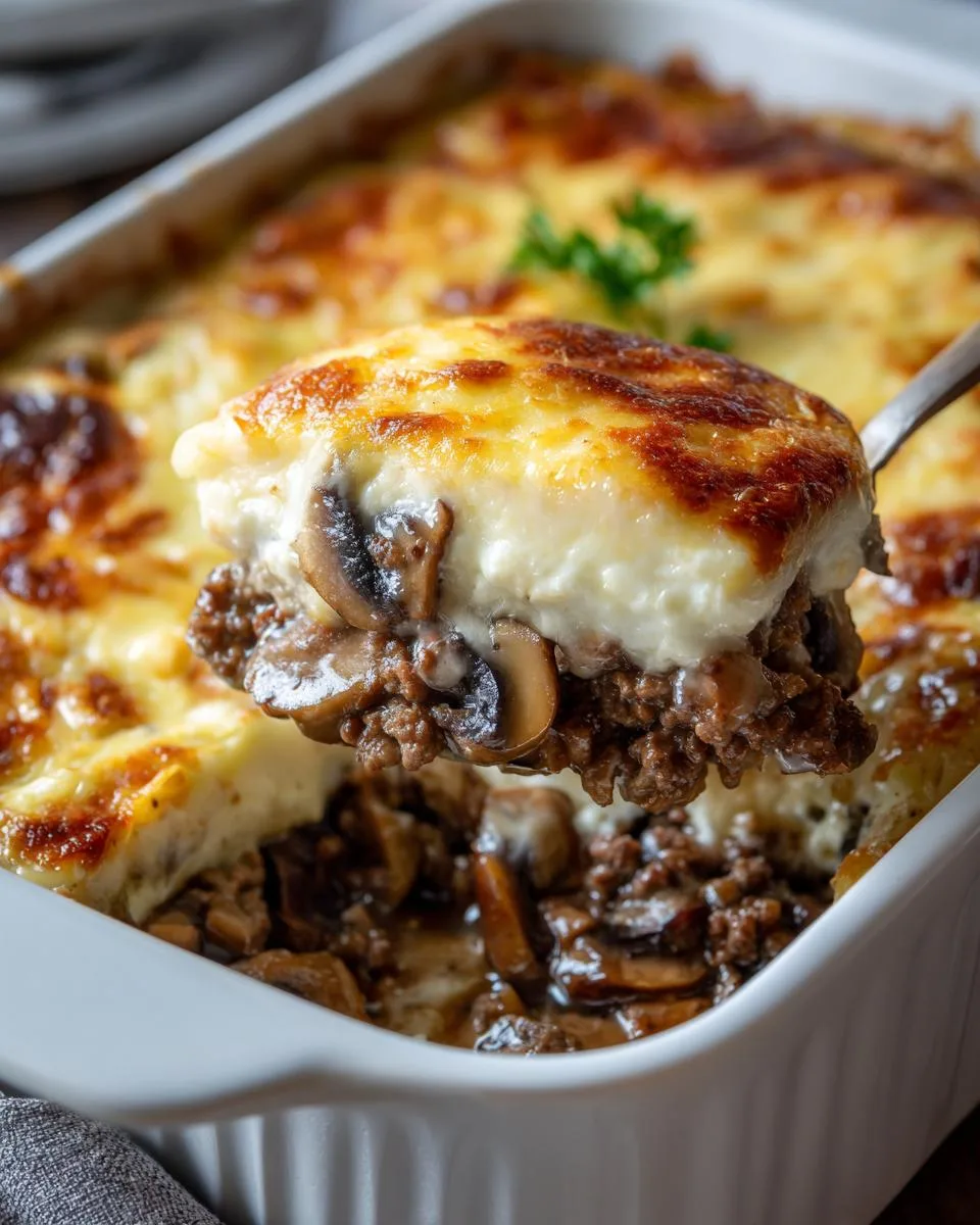 cottage cheese Mushroom Swiss Burger Casserole - detail 1