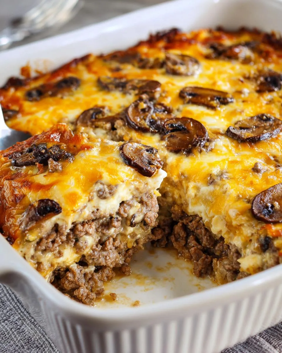 cottage cheese Mushroom Swiss Burger Casserole - detail 3