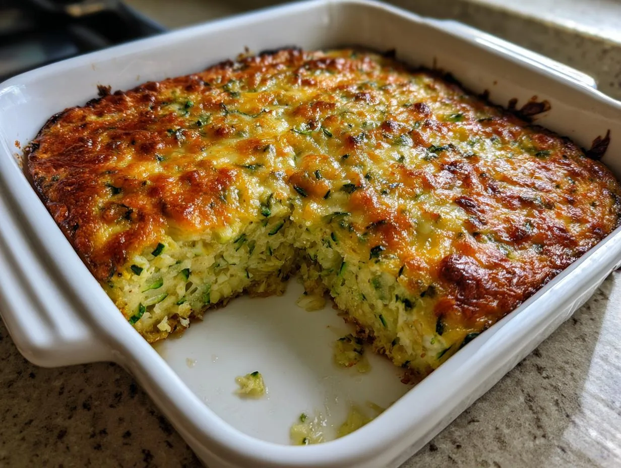 Cheesy Shredded Zucchini Casserole with 14g Protein