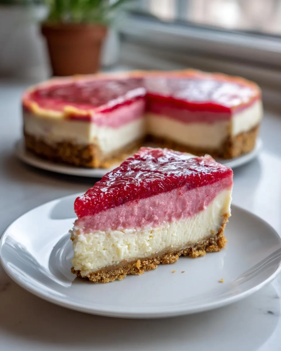 Creamy Rhubarb Cheesecake Dessert - detail 1