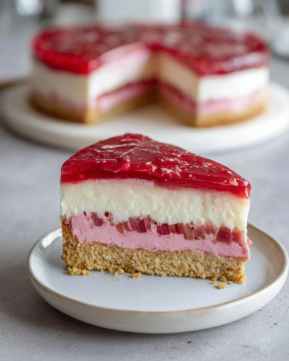 Creamy Rhubarb Cheesecake Dessert - detail 2