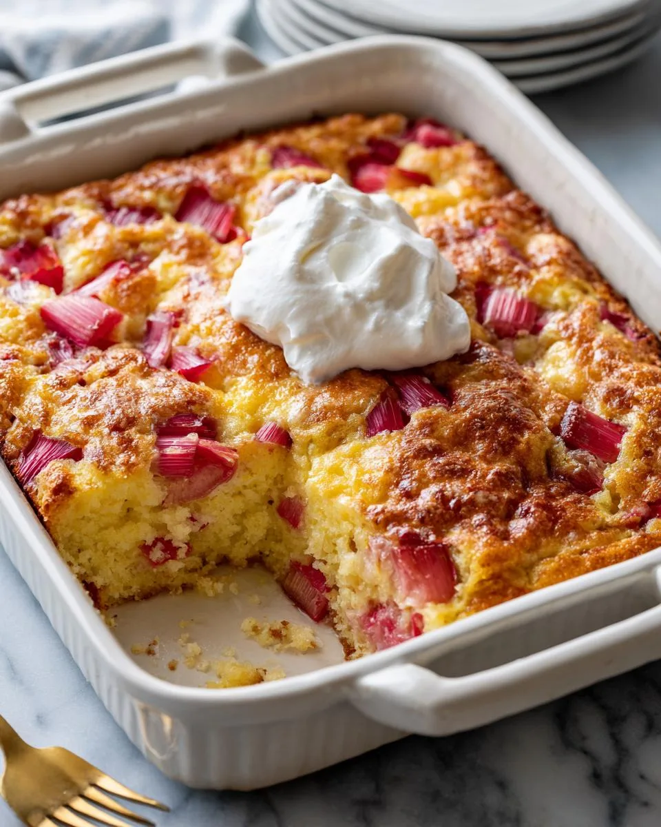 Easy Rhubarb Custard Cake Recipe - detail 3