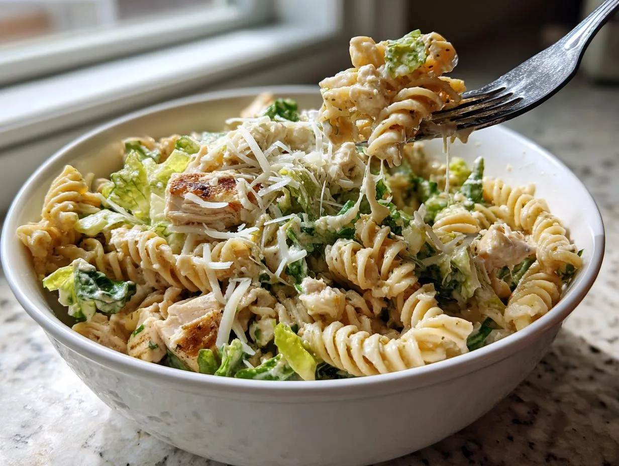 High Protein Caesar Pasta Salad With 42g of Protein