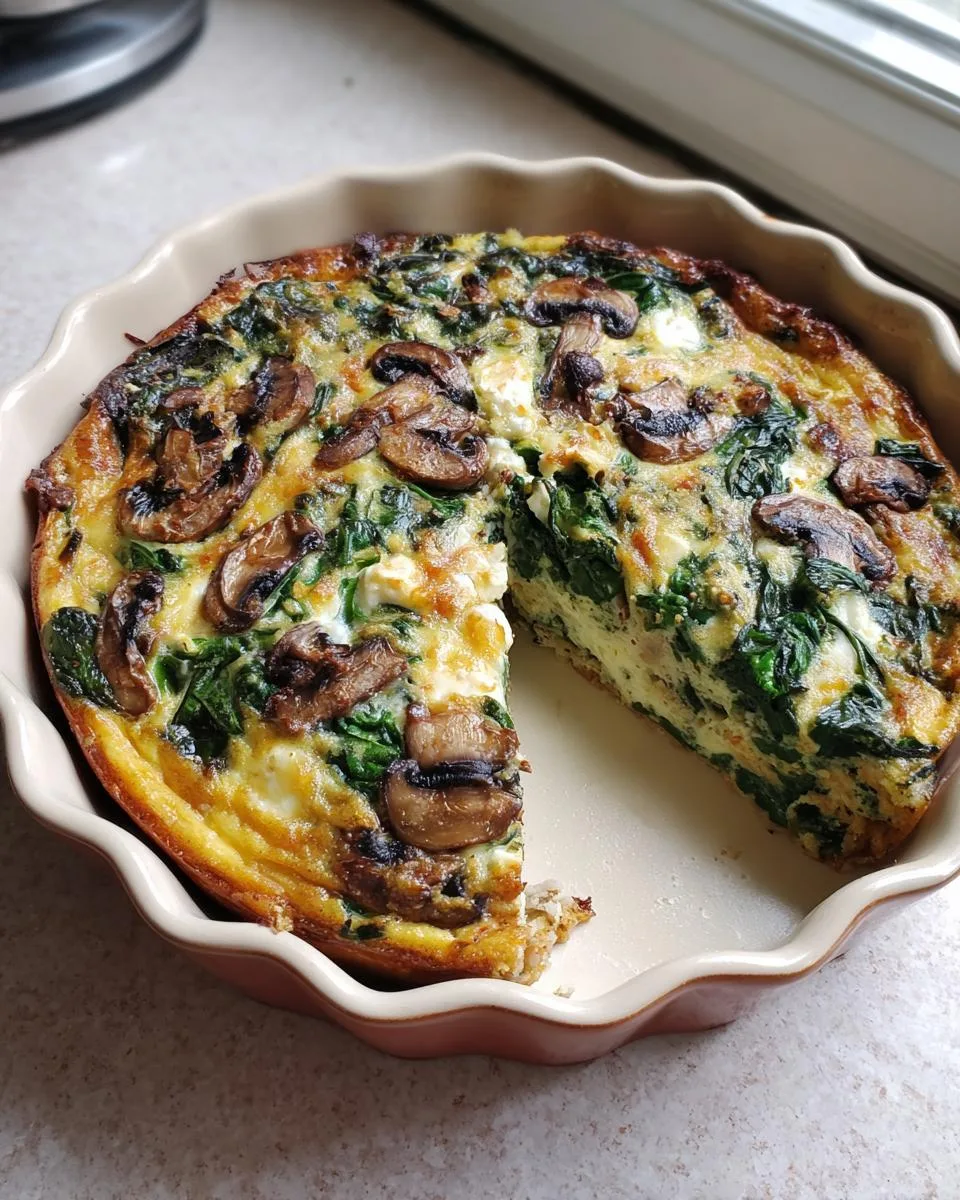 Spinach Mushroom Cottage Cheese Quiche - detail 1