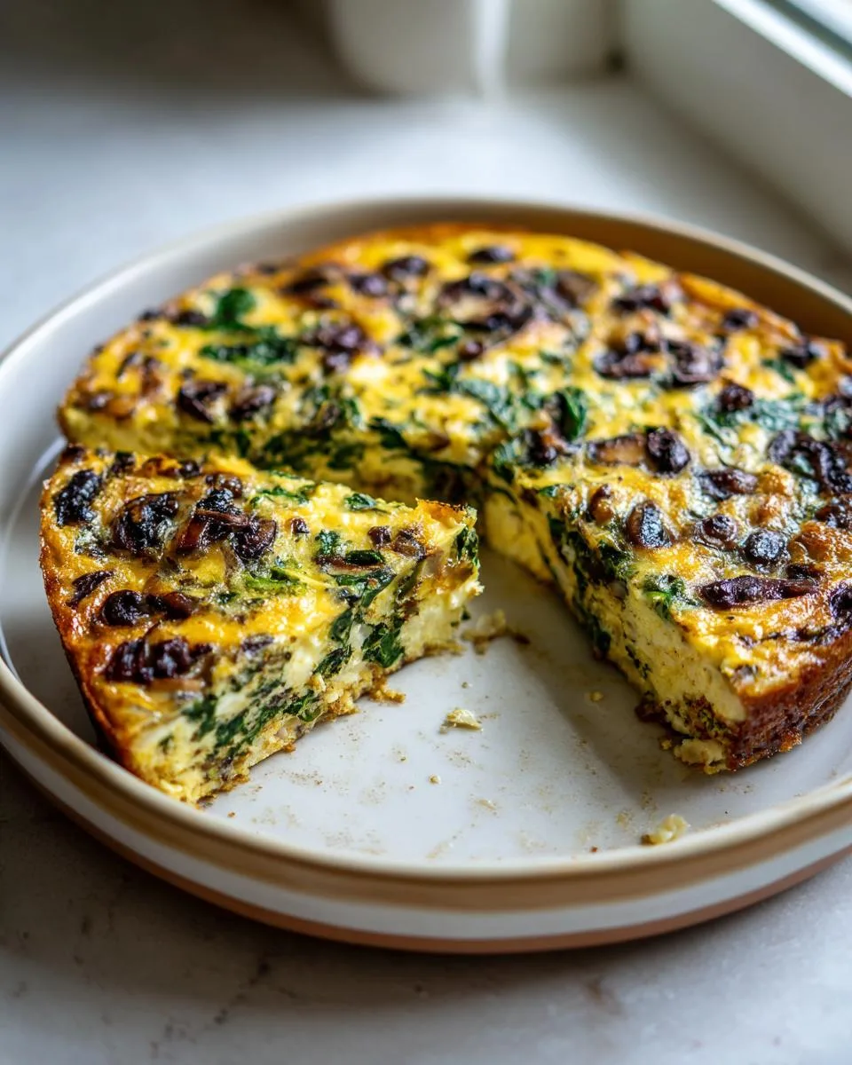 Spinach Mushroom Cottage Cheese Quiche Ready in 50 Minutes