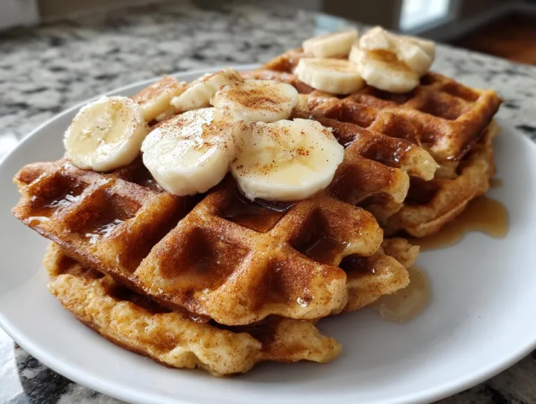Banana Cinnamon Greek Yogurt Waffles