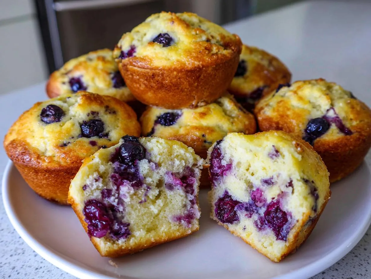 Lemon Blueberry Cottage Cheese Pancake Muffins in 37 Min