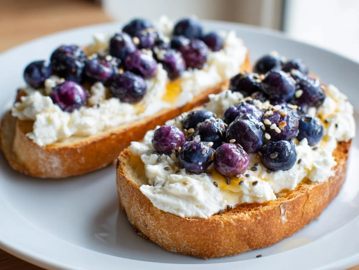 Lemon Blueberry Cottage Cheese Toast Ready in 8 Minutes