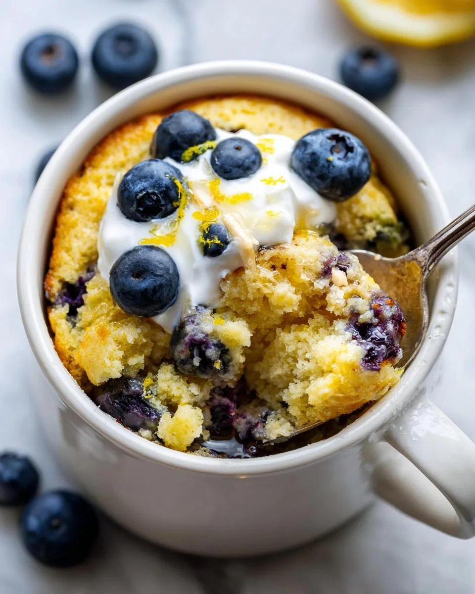 Lemon Blueberry Cottage Mug Cake with 11g Protein