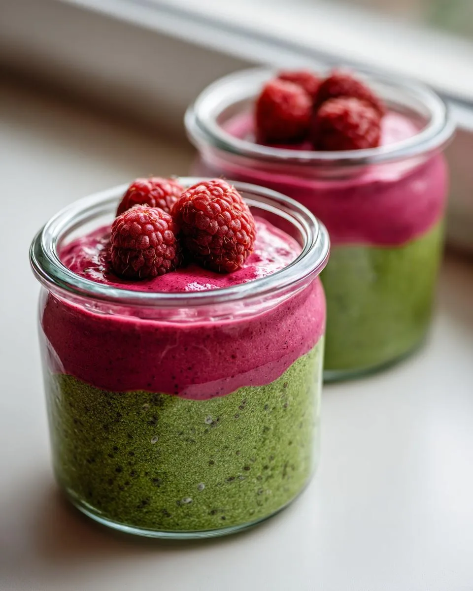 Matcha Raspberry Blended Chia Pudding in 25 Minutes