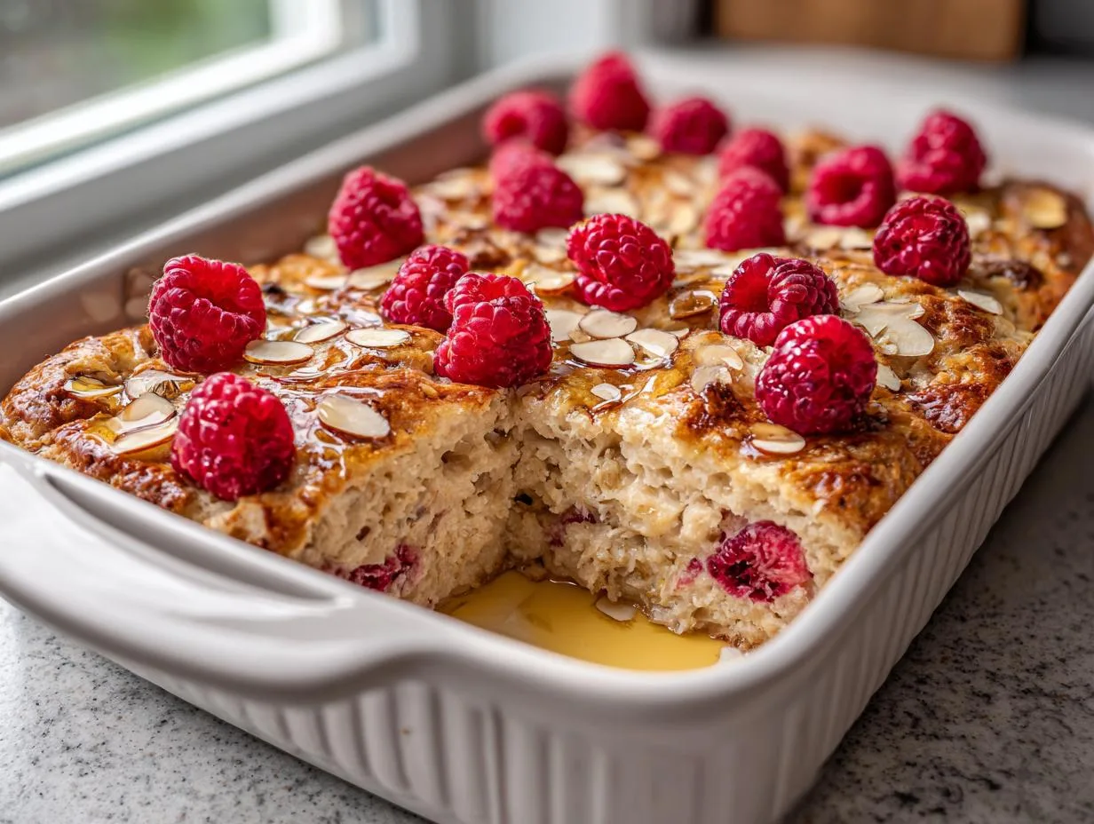 Cottage Cheese Raspberry Almond Casserole in 40 Minutes