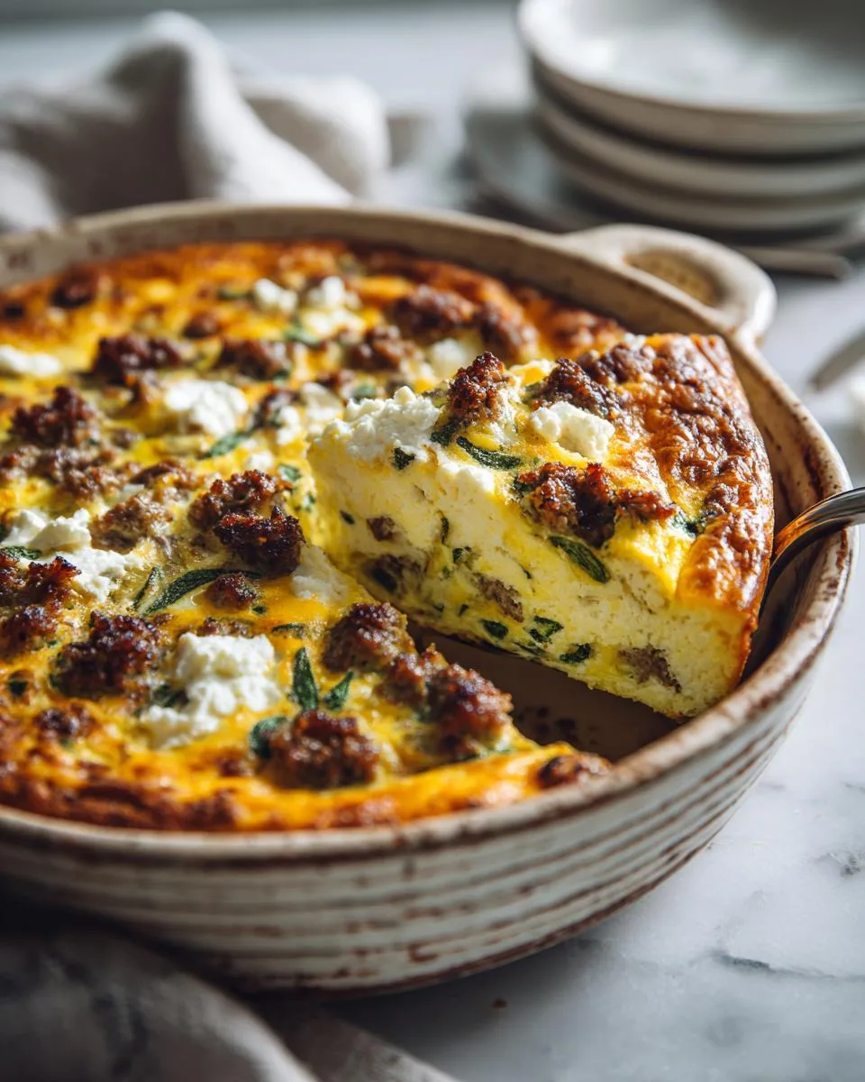 Cottage Cheese Sausage and Sage Egg Bake - detail 1