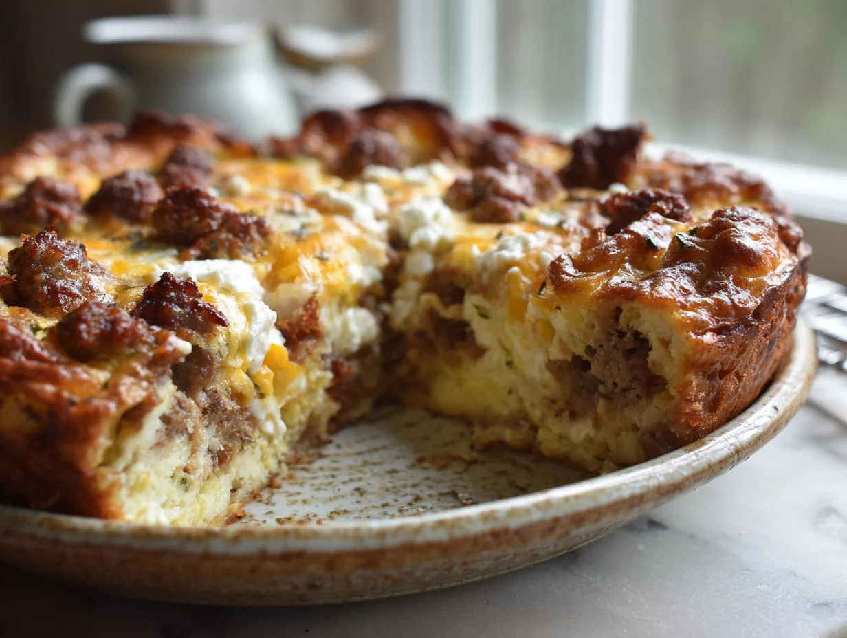 Cottage Cheese Sausage and Sage Egg Bake