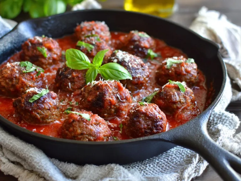 Italian Herb Beef Meatballs in Tomato Sauce