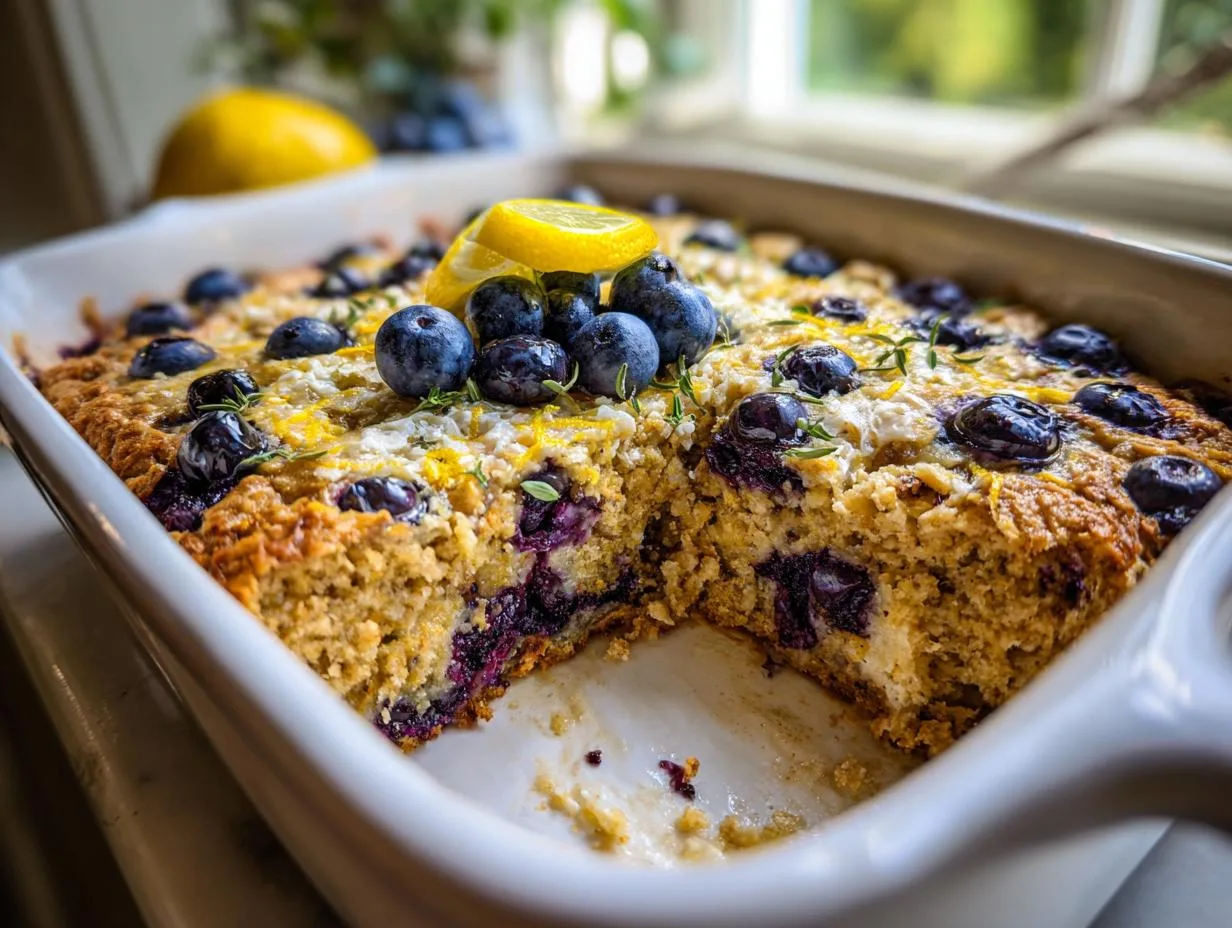 Blueberry Lemon Thyme Baked Oatmeal: Effortless 15-Min Prep